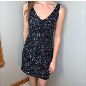 THEIA | Sequin Formal Short Bodycon Dress navy sz 6